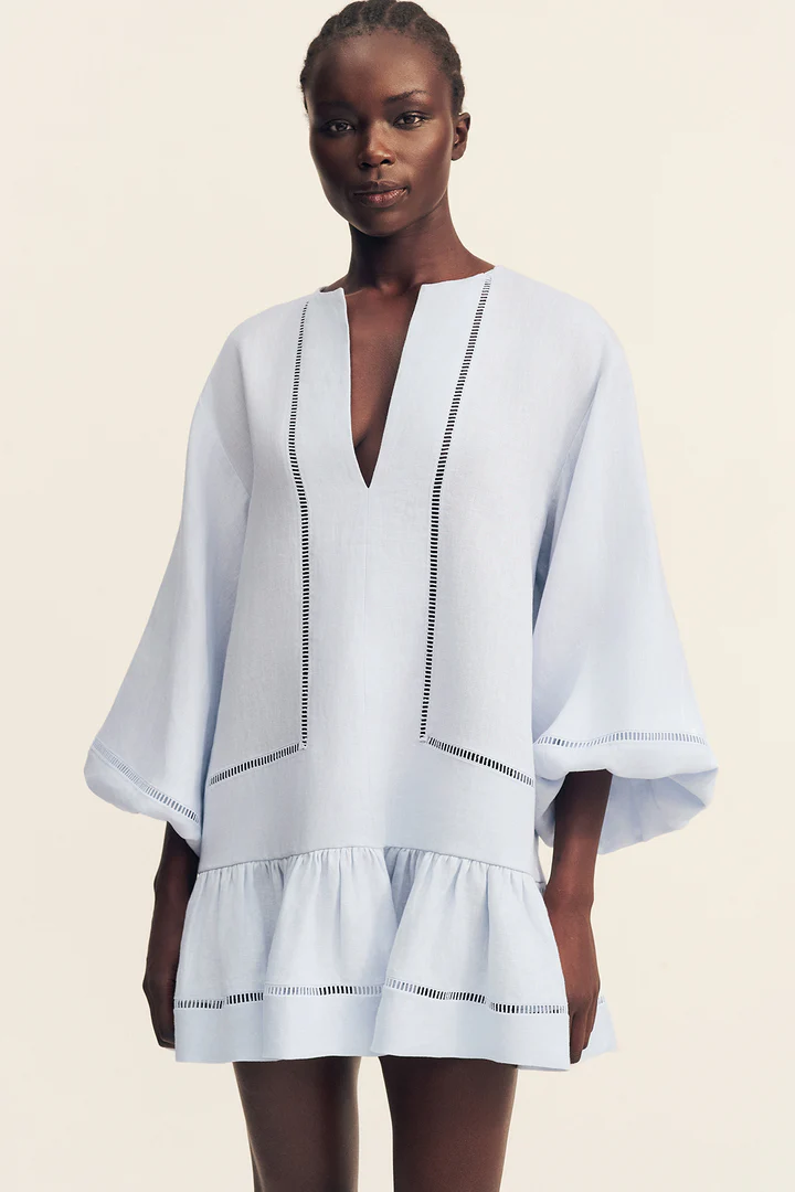 tommy balloon sleeve mini dress - sky 2