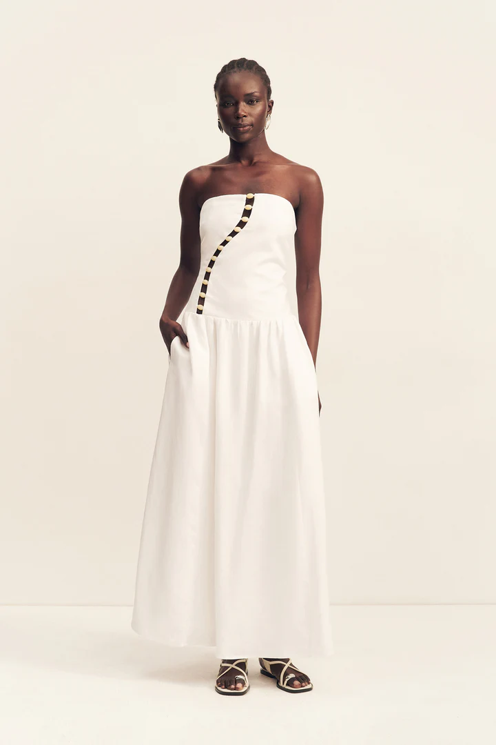 effie strapless cut out maxi dress - ivory