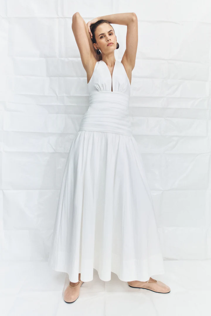campbell gathered maxi dress - ivory 2