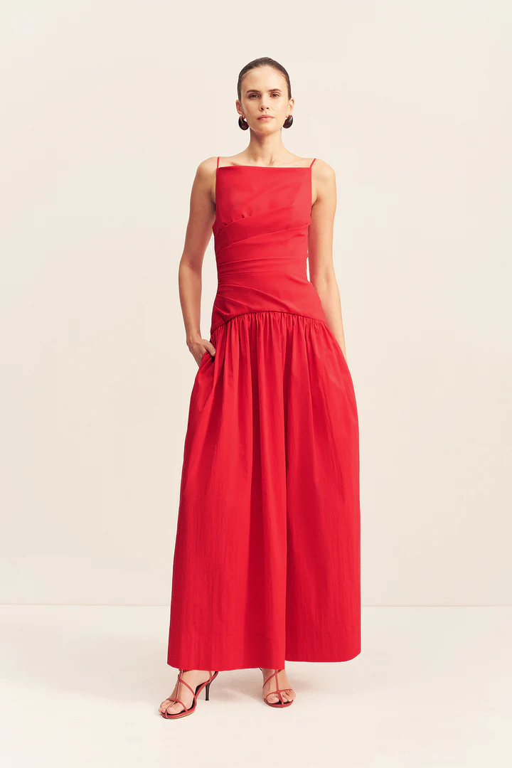 campbell square neck maxi dress - goji