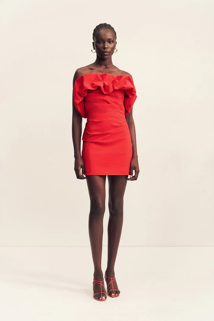 campbell strapless bubble mini dress - goji