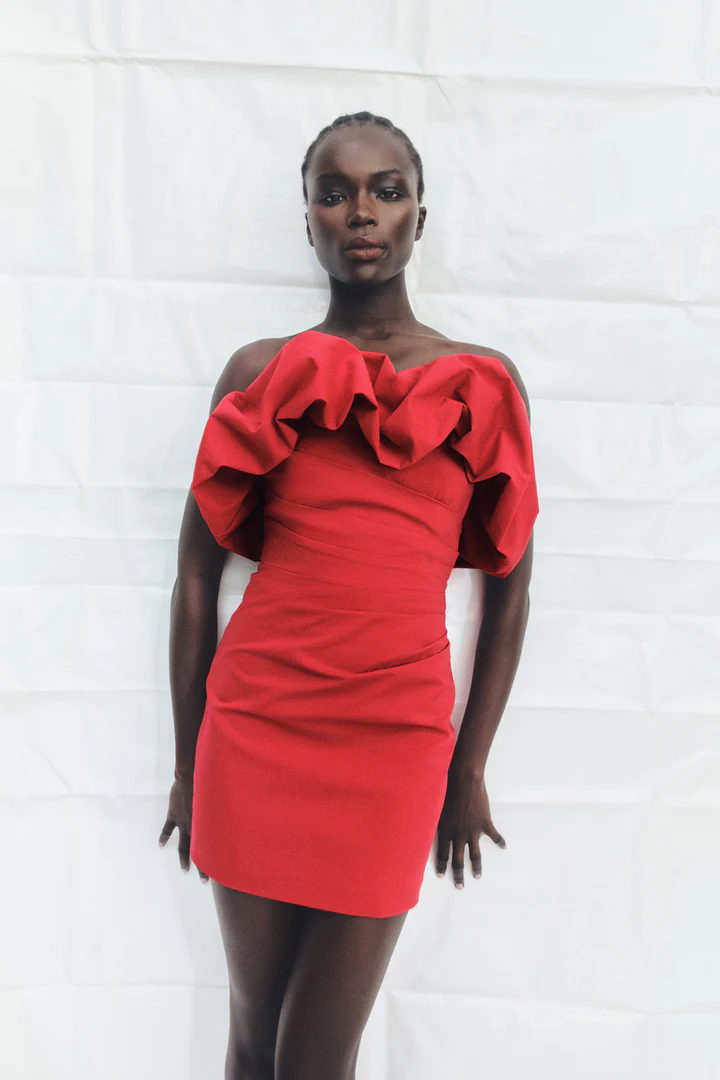 campbell strapless bubble mini dress - goji 2