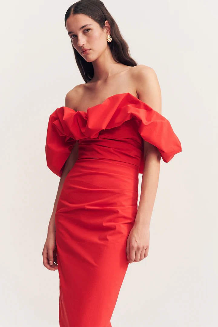 campbell off shoulder bubble maxi dress - goji 2